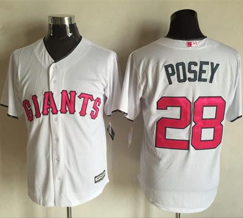 Giants #28 Buster Posey White New Cool Base Mother's Day Stitched MLB Jersey